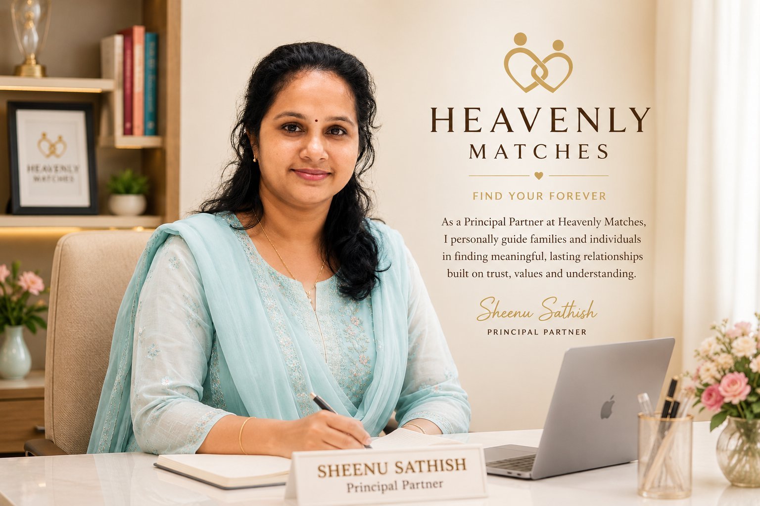 Sheenu Sathish, Principal Partner at Heavenly Matches — find your forever